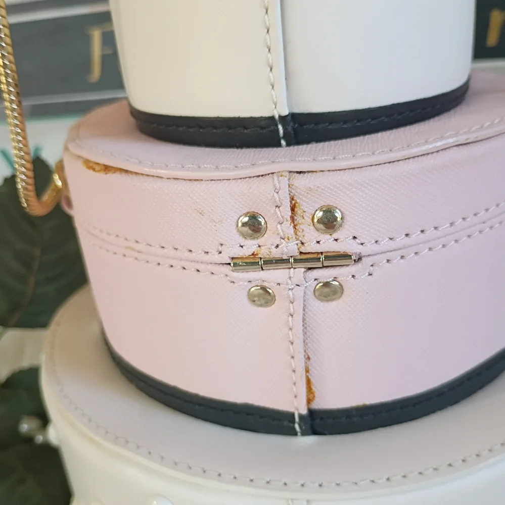 NEW Rare Kate Spade Wedding Belles Swan Pink White 3D Tiered Bridal Cake Clutch - Picture 9 of 16
